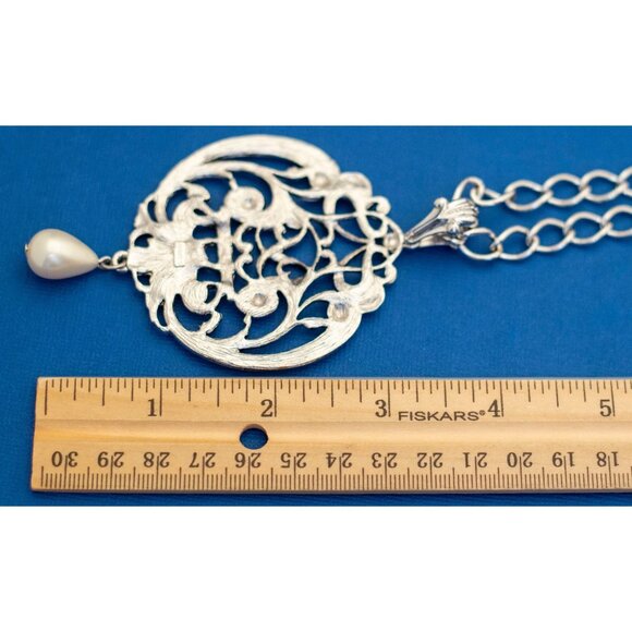 26 Inch Silver Art Nouveau Necklace by Avon - D25 - Picture 4 of 5